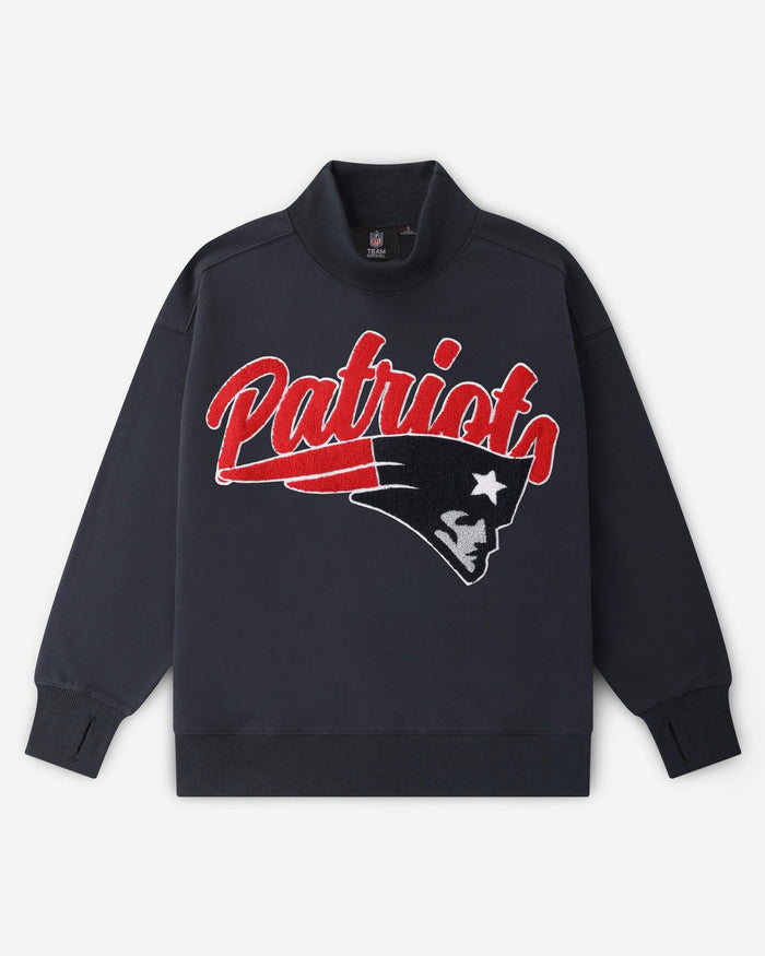 New England Patriots Chenille Logo Oversized Mockneck Sweatshirt FOCO S - FOCO.com