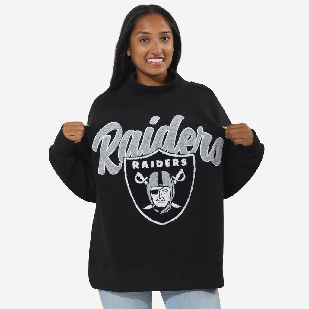 Las Vegas Raiders Chenille Logo Oversized Mockneck Sweatshirt FOCO S - FOCO.com