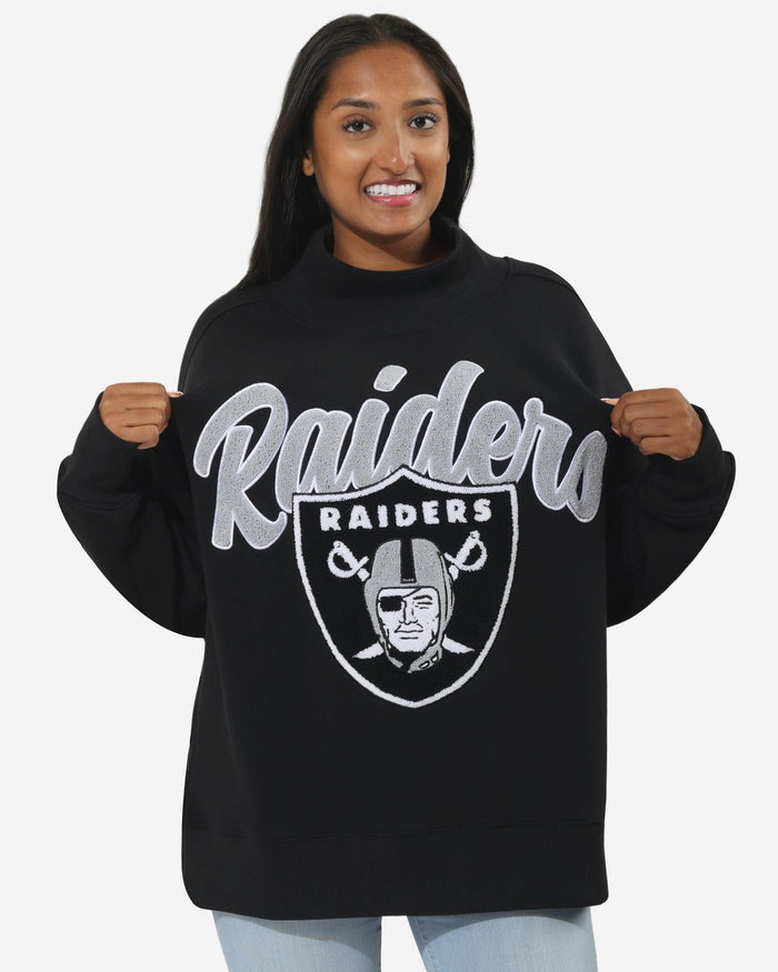 Las Vegas Raiders Chenille Logo Oversized Mockneck Sweatshirt FOCO S - FOCO.com