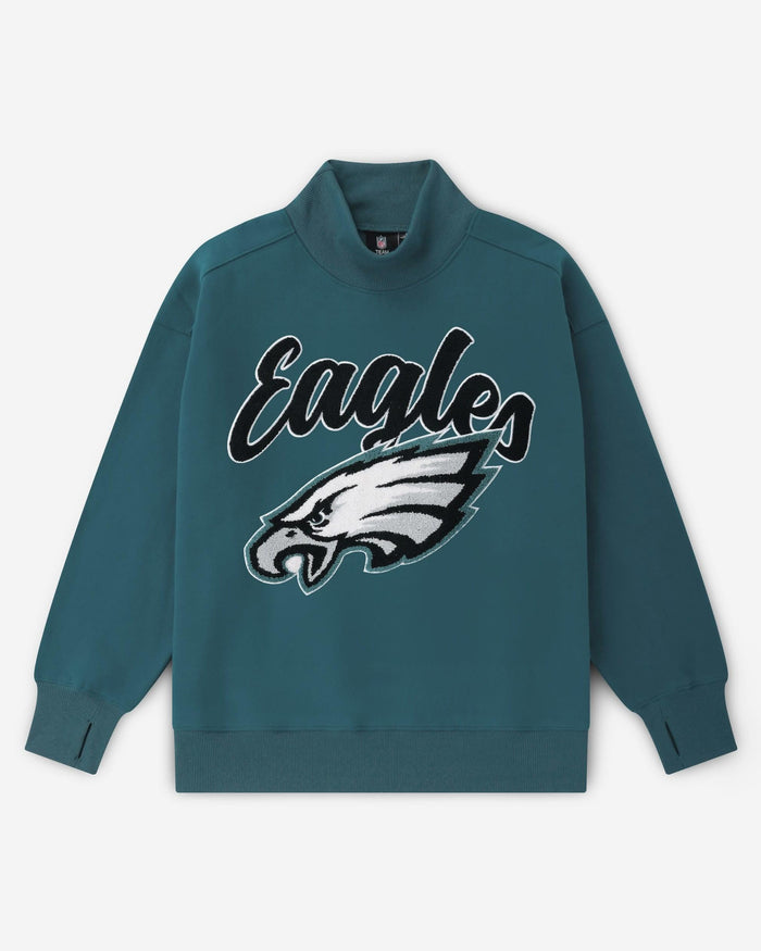 Philadelphia Eagles Chenille Logo Oversized Mockneck Sweatshirt FOCO S - FOCO.com