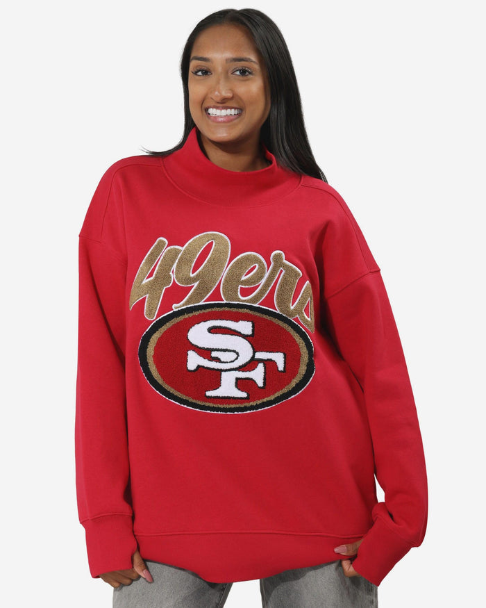 San Francisco 49ers Chenille Logo Oversized Mockneck Sweatshirt FOCO S - FOCO.com