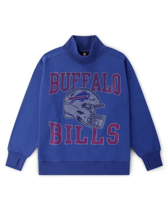 Buffalo Bills Rhinestone Logo Mock Neck Oversized Sweater FOCO S - FOCO.com