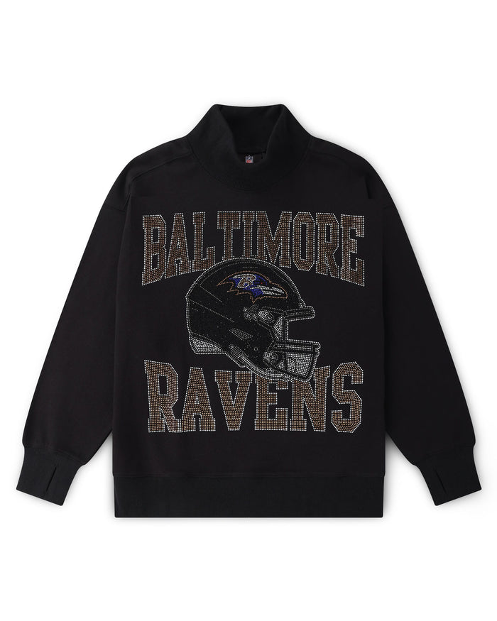 Baltimore Ravens Rhinestone Logo Mock Neck Oversized Sweater FOCO S - FOCO.com