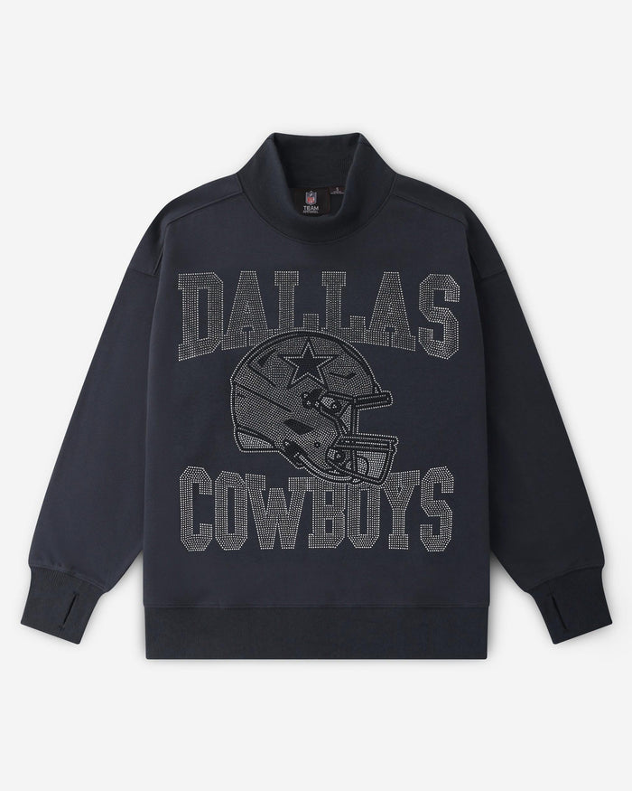 Dallas Cowboys Rhinestone Logo Mock Neck Oversized Sweater FOCO S - FOCO.com
