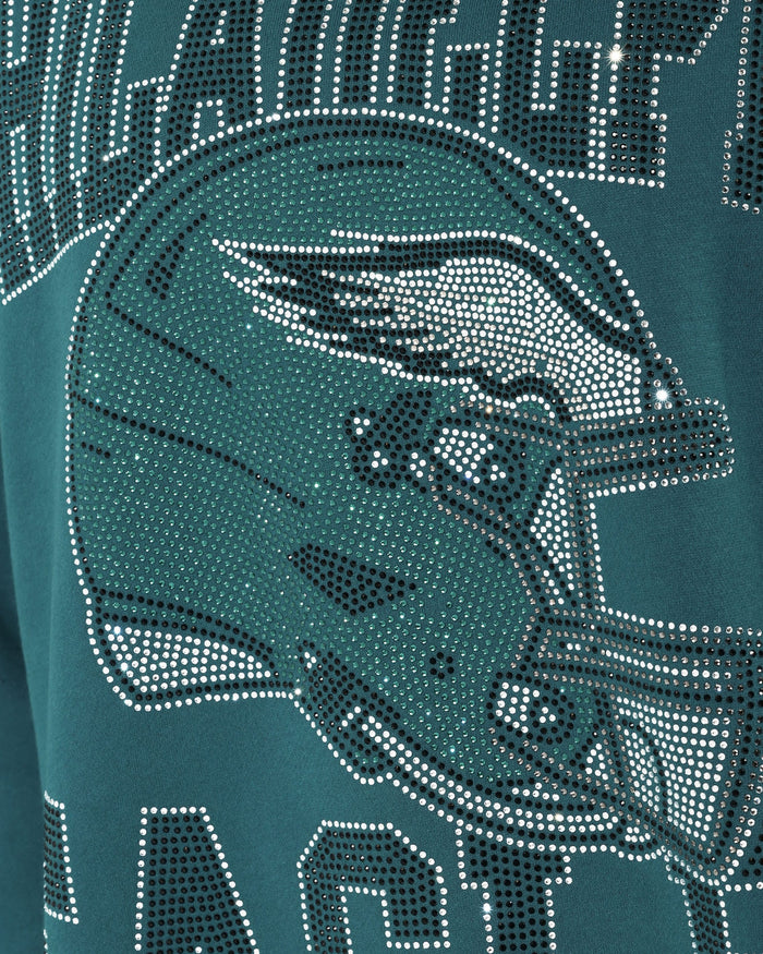 Philadelphia Eagles Rhinestone Logo Mock Neck Oversized Sweater FOCO S - FOCO.com