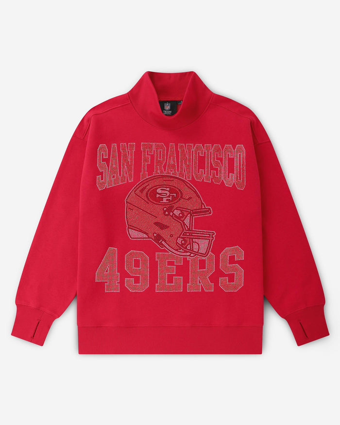 San Francisco 49ers Rhinestone Logo Mock Neck Oversized Sweater FOCO S - FOCO.com