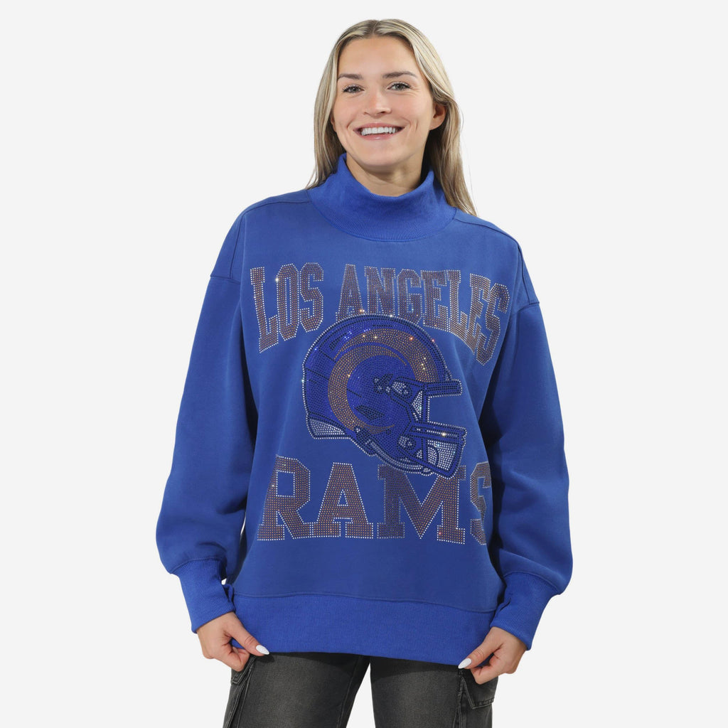 Los Angeles Rams Rhinestone Logo Mock Neck Oversized Sweater FOCO S - FOCO.com