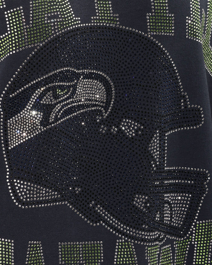 Seattle Seahawks Rhinestone Logo Mock Neck Oversized Sweater FOCO S - FOCO.com