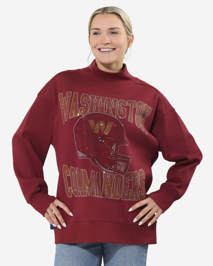 Washington Commanders Rhinestone Logo Mock Neck Oversized Sweater FOCO S - FOCO.com