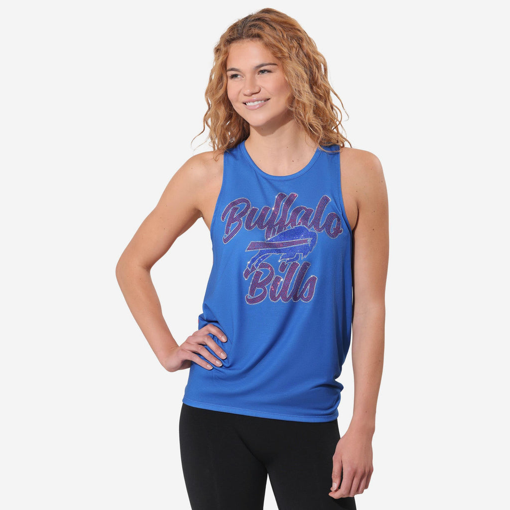 Buffalo Bills Rhinestone Tie-Breaker Sleeveless Top