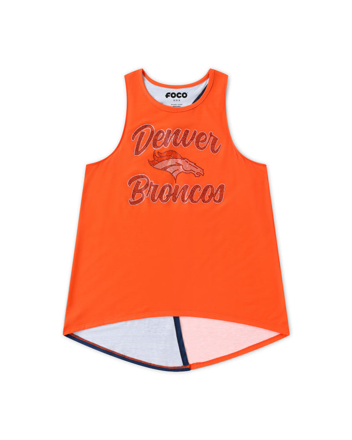 Denver Broncos Rhinestone Tie-Breaker Sleeveless Top