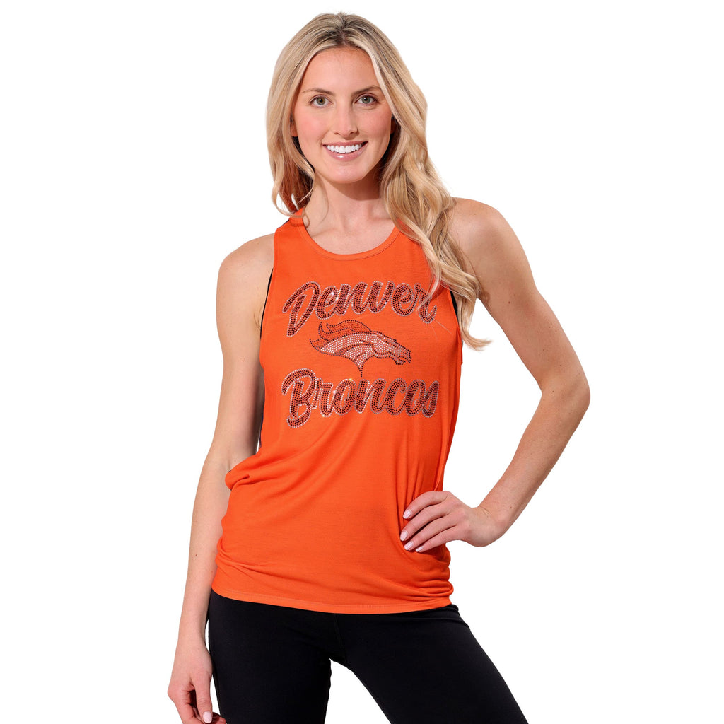 Denver Broncos Rhinestone Tie-Breaker Sleeveless Top