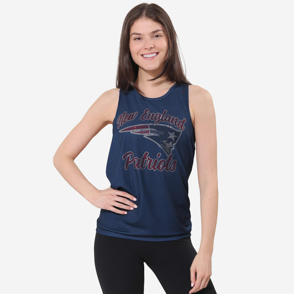 New England Patriots Rhinestone Tie-Breaker Sleeveless Top FOCO S - FOCO.com