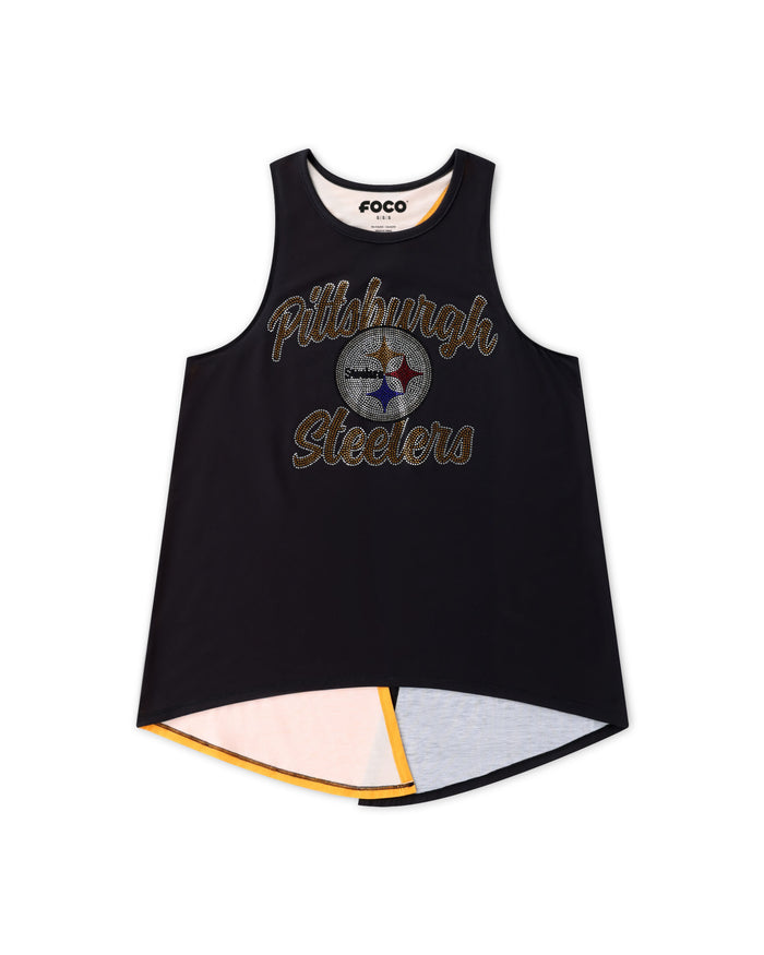 Pittsburgh Steelers Rhinestone Tie-Breaker Sleeveless Top