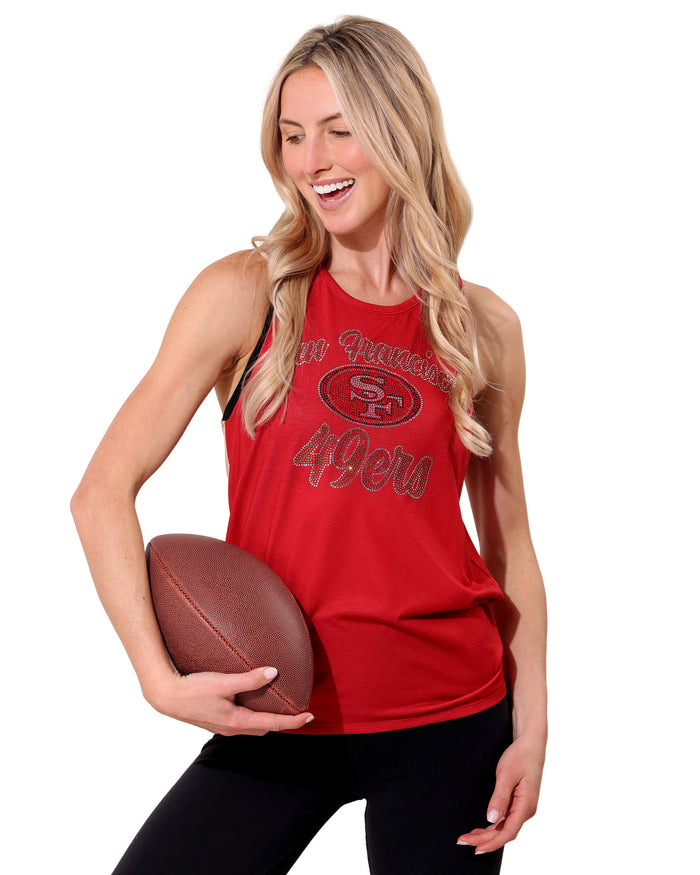 San Francisco 49ers Rhinestone Tie-Breaker Sleeveless Top