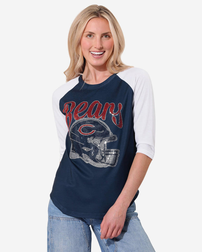 Chicago Bears Rhinestone Raglan T-Shirt FOCO S - FOCO.com