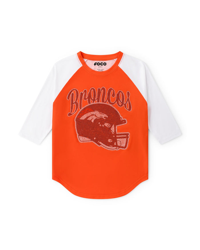Denver Broncos Rhinestone Raglan T-Shirt FOCO S - FOCO.com