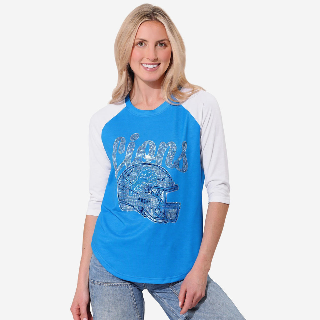 Detroit Lions Rhinestone Raglan T-Shirt FOCO S - FOCO.com
