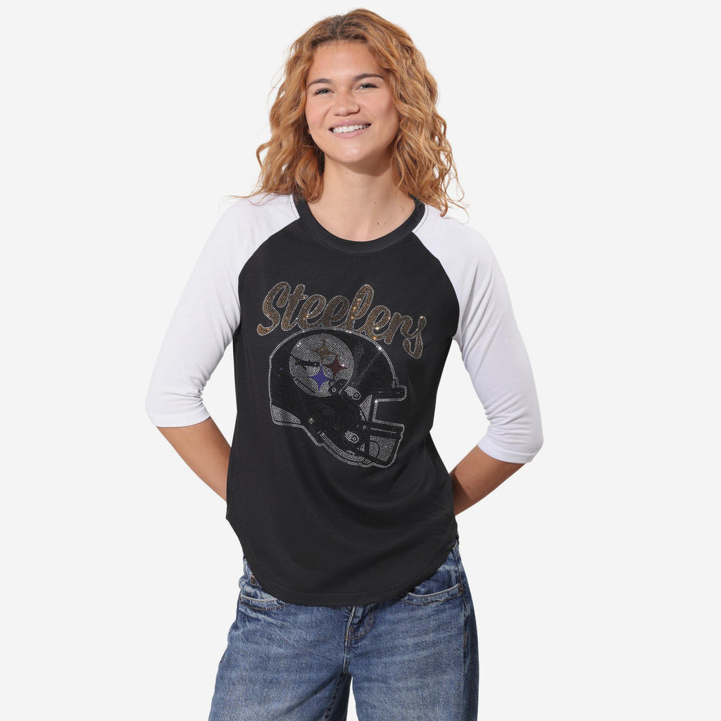 Pittsburgh Steelers Rhinestone Raglan T-Shirt FOCO S - FOCO.com