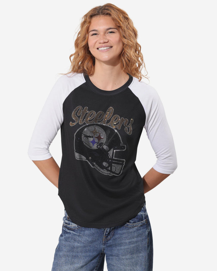 Pittsburgh Steelers Rhinestone Raglan T-Shirt FOCO S - FOCO.com