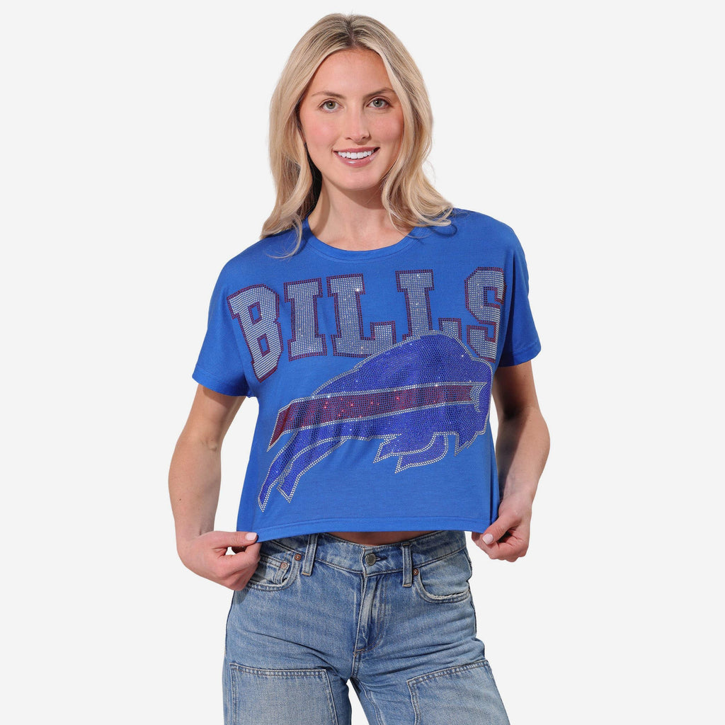 Buffalo Bills Big Wordmark Rhinestone Crop Top FOCO S - FOCO.com
