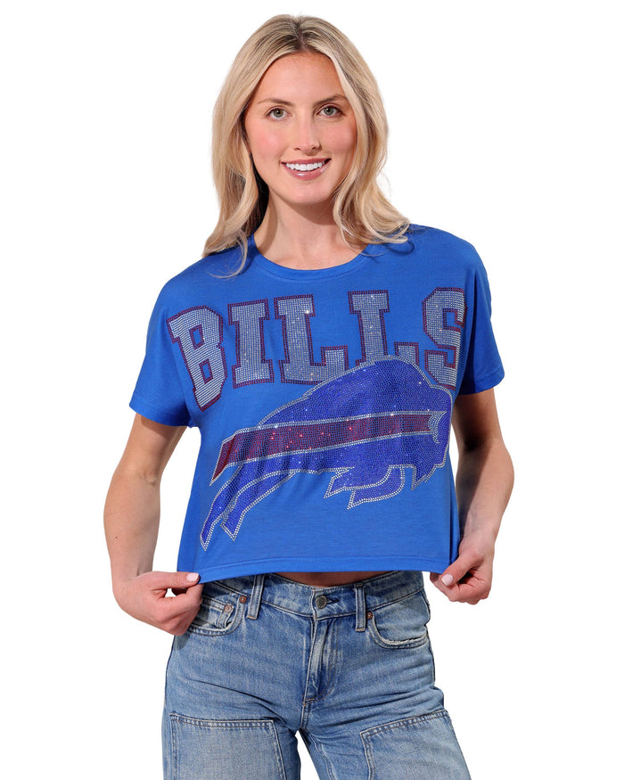Buffalo Bills Big Wordmark Rhinestone Crop Top FOCO S - FOCO.com