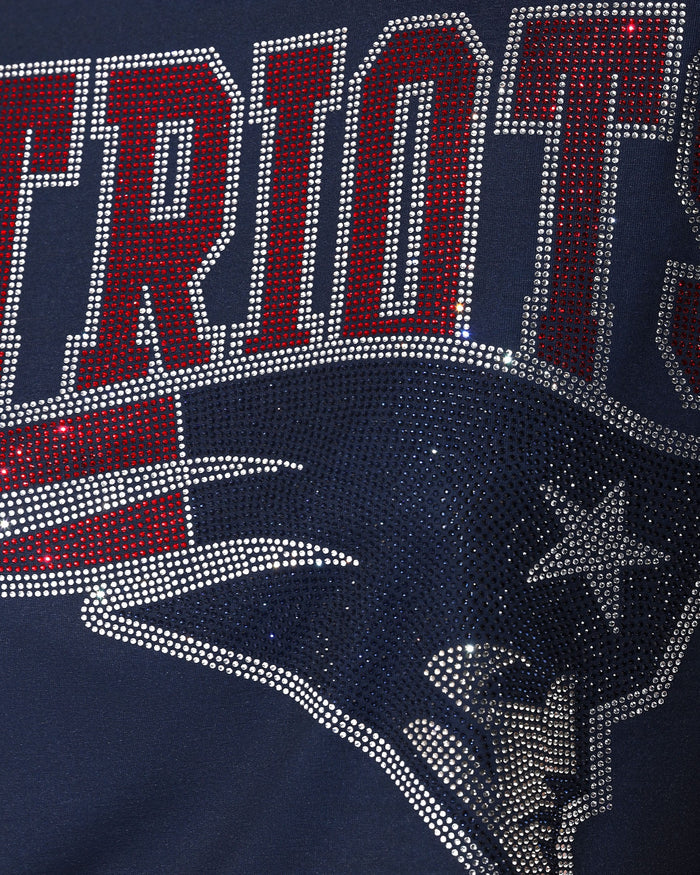 New England Patriots Big Wordmark Rhinestone Crop Top FOCO S - FOCO.com