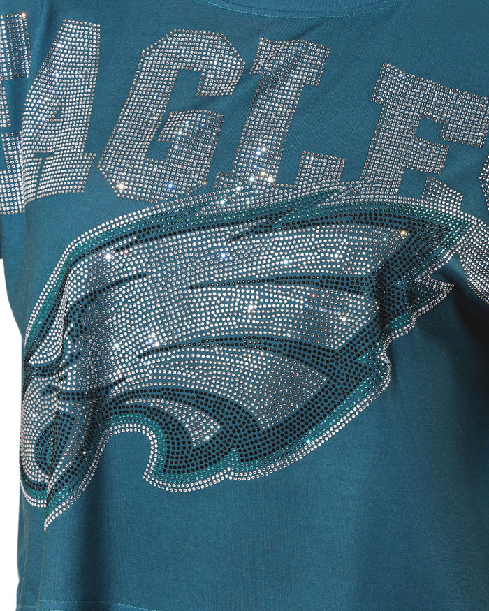 Philadelphia Eagles Big Wordmark Rhinestone Crop Top FOCO S - FOCO.com