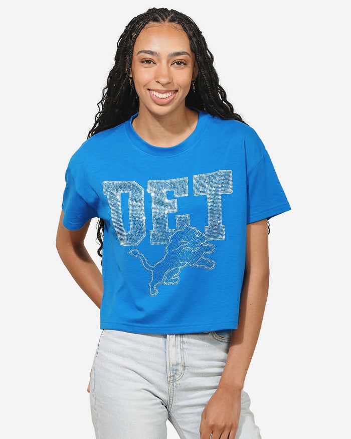Detroit Lions Womens Rhinestone Logo Crop Top FOCO S - FOCO.com