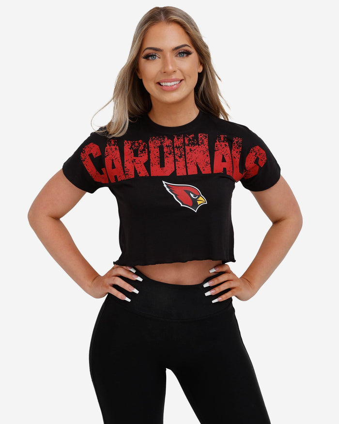 Arizona Cardinals Womens Distressed Wordmark Crop Top FOCO S - FOCO.com