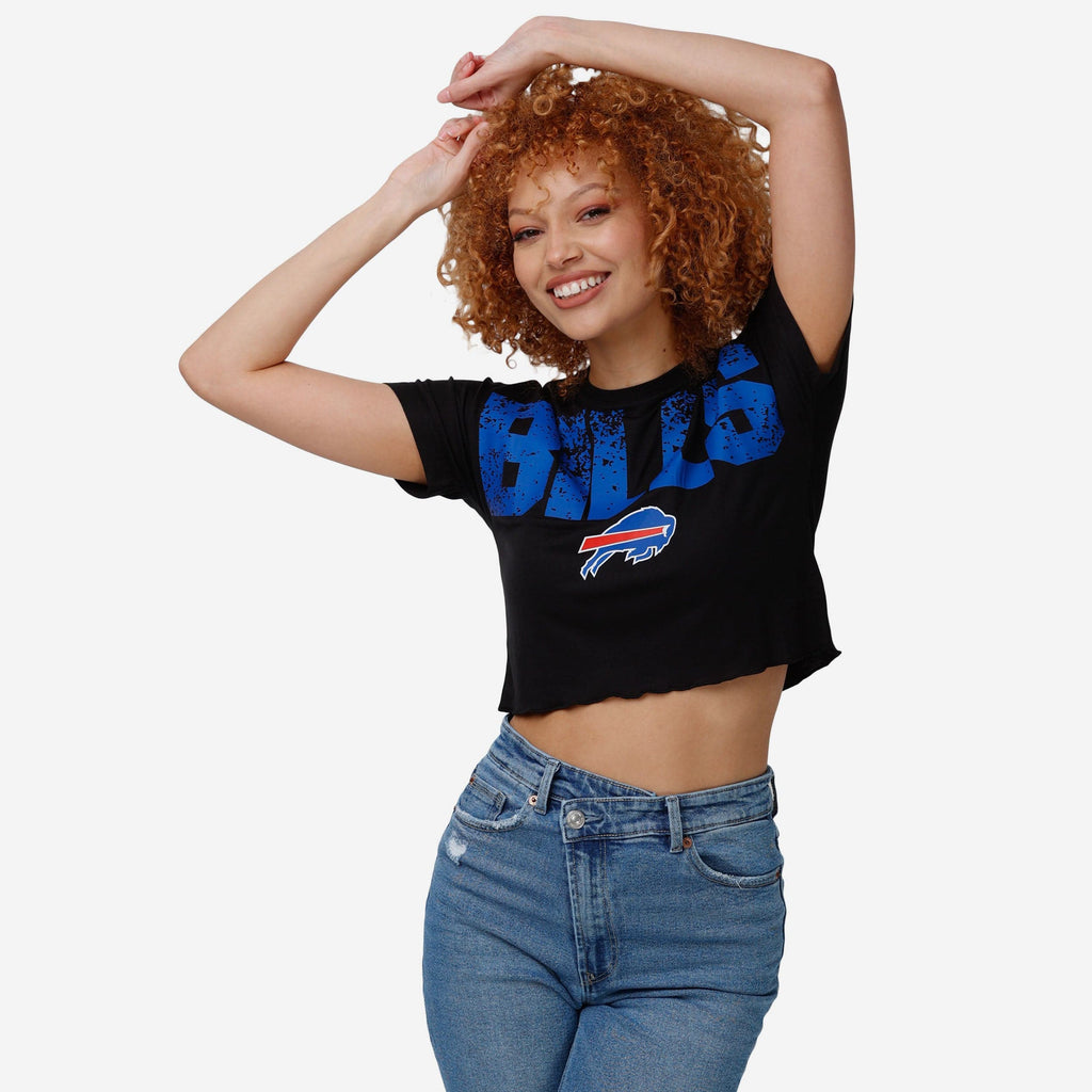 Buffalo Bills Womens Distressed Wordmark Crop Top FOCO S - FOCO.com