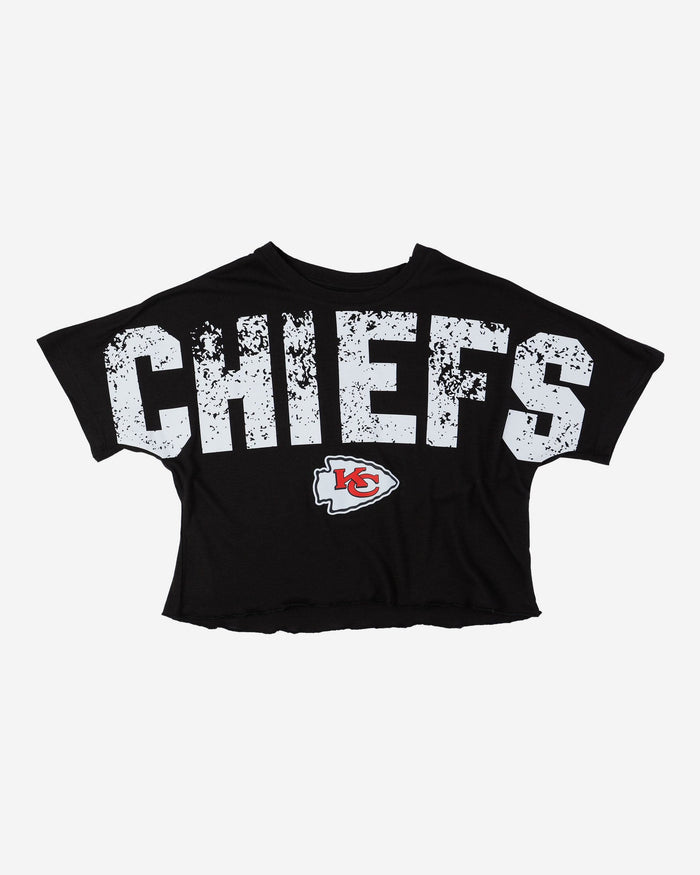 Kansas City Chiefs Womens Distressed Wordmark Crop Top FOCO - FOCO.com