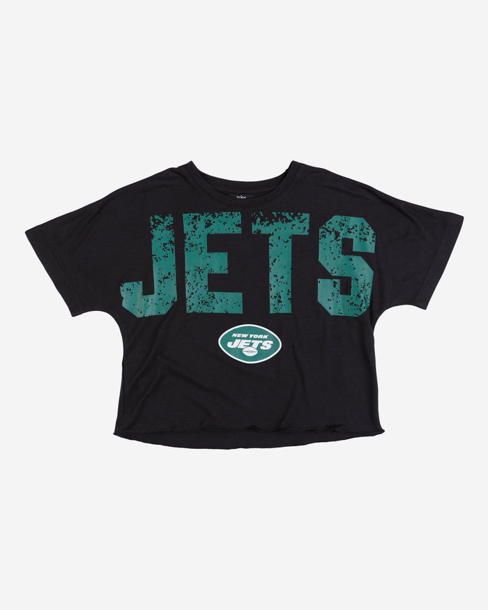 New York Jets Womens Distressed Wordmark Crop Top FOCO - FOCO.com