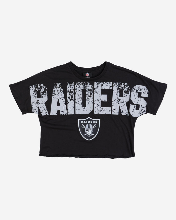 Las Vegas Raiders Womens Distressed Wordmark Crop Top FOCO - FOCO.com