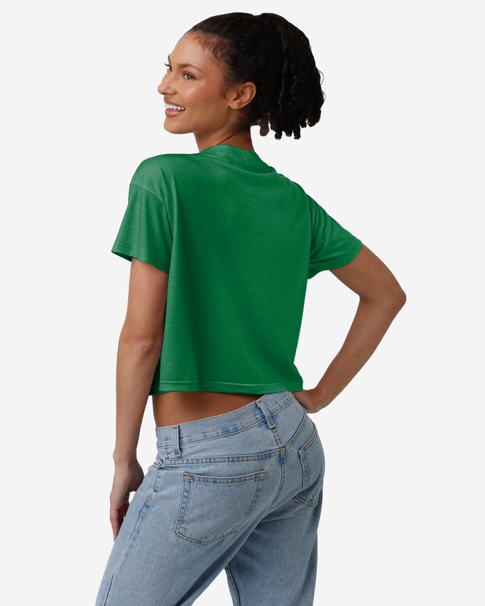 Philadelphia Eagles Kelly Green Womens Petite Distressed Wordmark Crop Top FOCO - FOCO.com