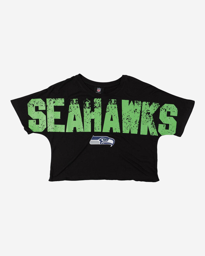 Seattle Seahawks Womens Distressed Wordmark Crop Top FOCO - FOCO.com