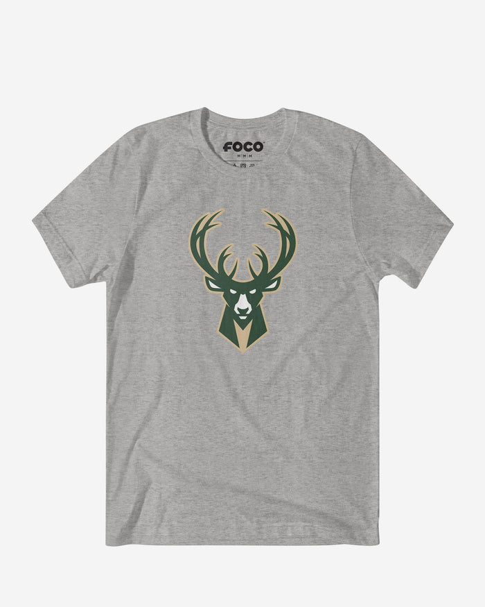 Milwaukee Bucks Primary Logo T-Shirt FOCO Athletic Heather S - FOCO.com