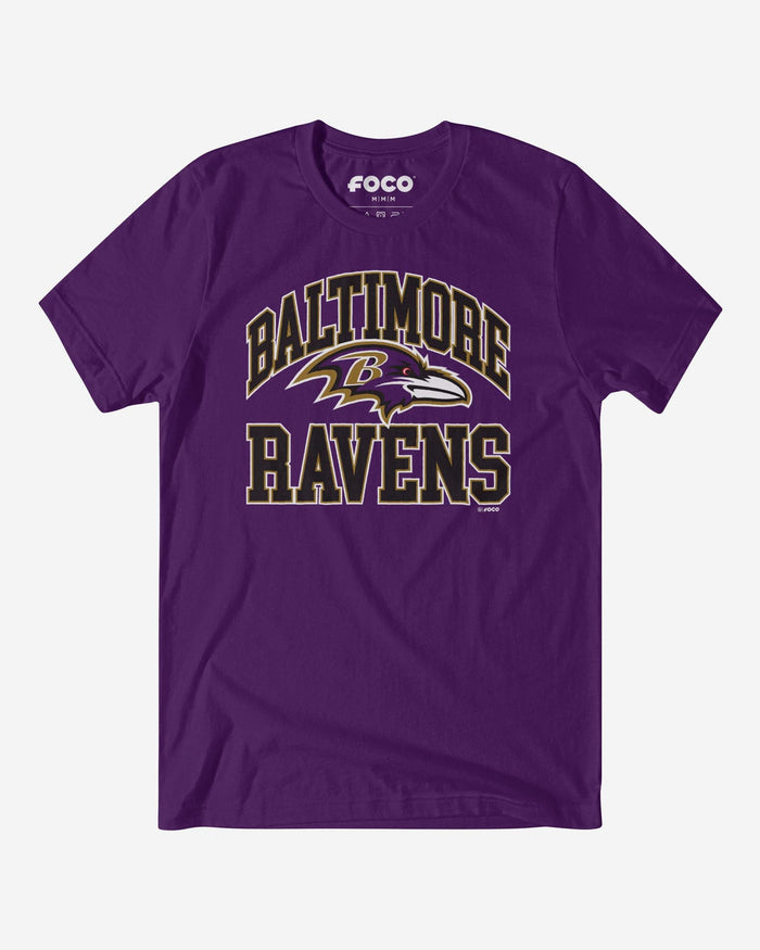 Baltimore Ravens Arched Wordmark T-Shirt FOCO Team Purple S - FOCO.com