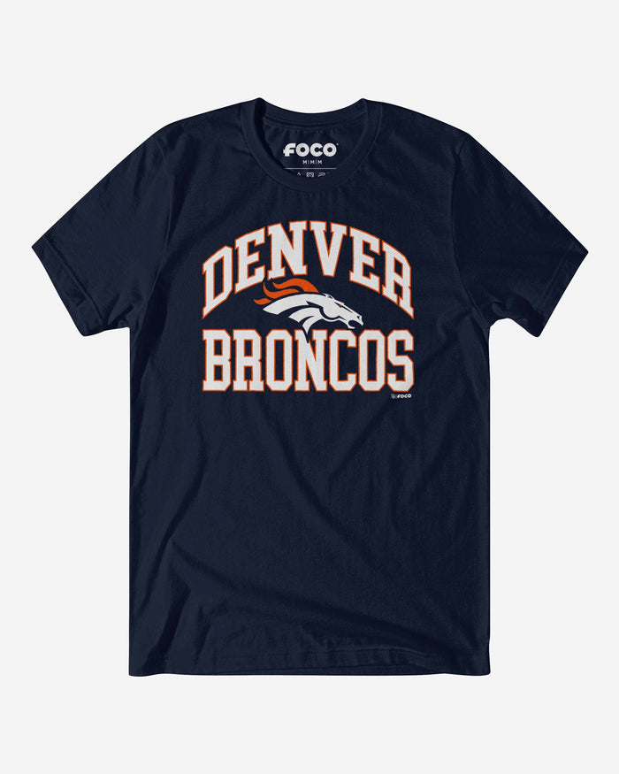 Denver Broncos Arched Wordmark T-Shirt FOCO Navy S - FOCO.com