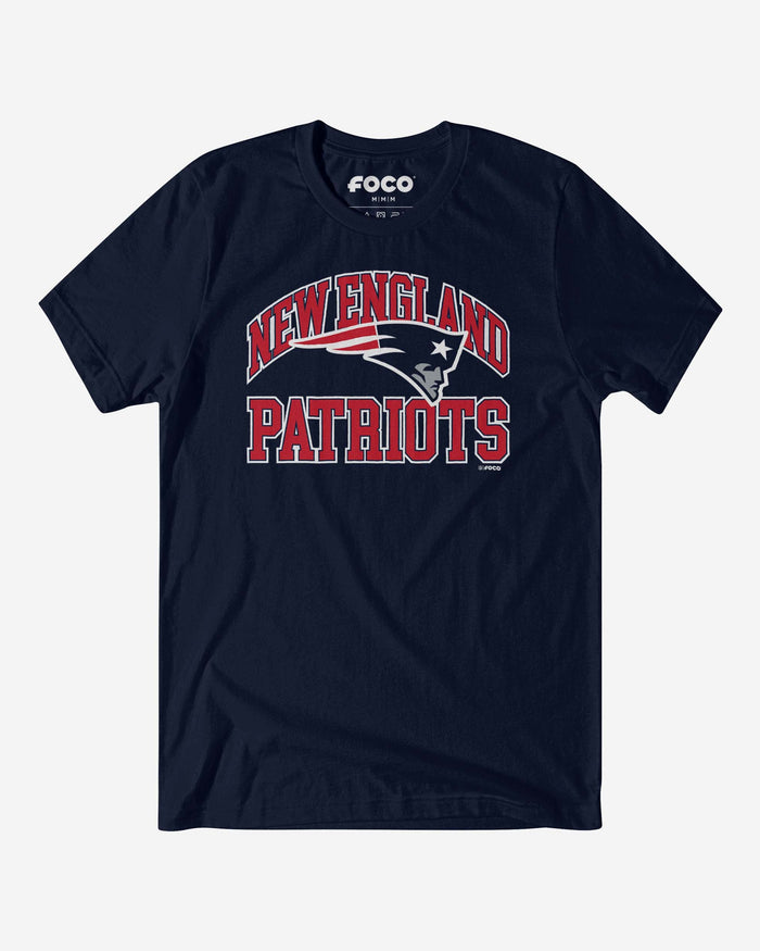 New England Patriots Arched Wordmark T-Shirt FOCO Navy S - FOCO.com