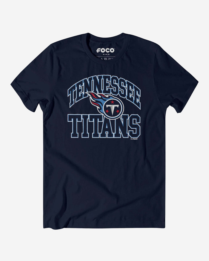 Tennessee Titans Arched Wordmark T-Shirt FOCO Navy S - FOCO.com