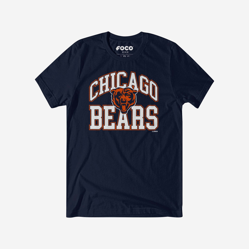 Chicago Bears Arched Wordmark T-Shirt FOCO Navy S - FOCO.com