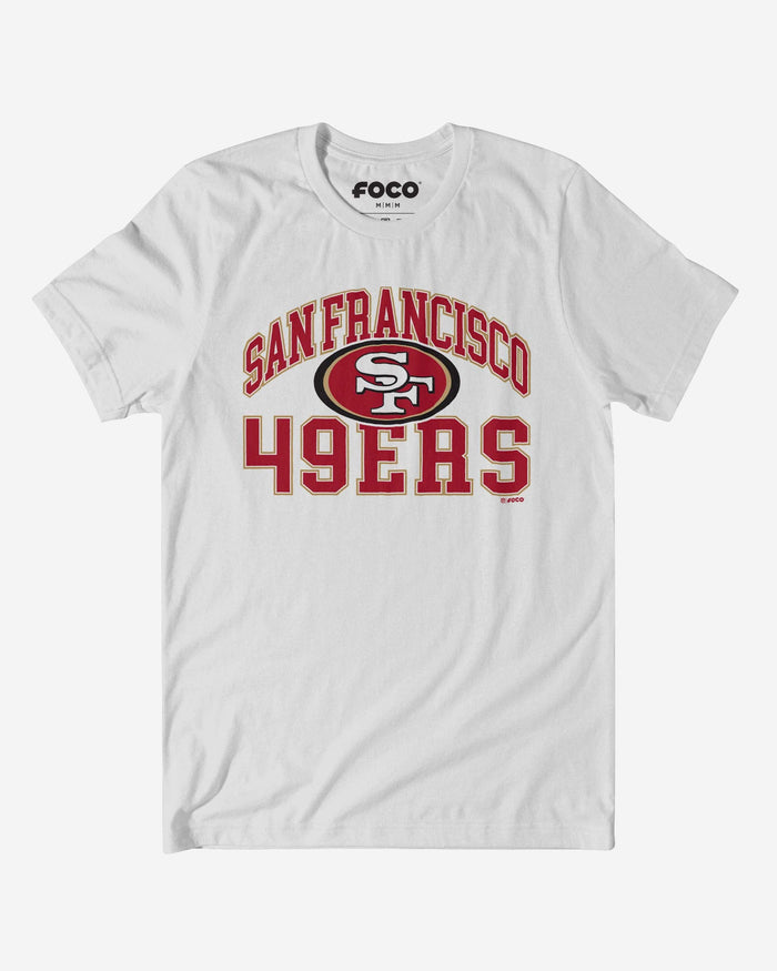 San Francisco 49ers Arched Wordmark T-Shirt FOCO White S - FOCO.com