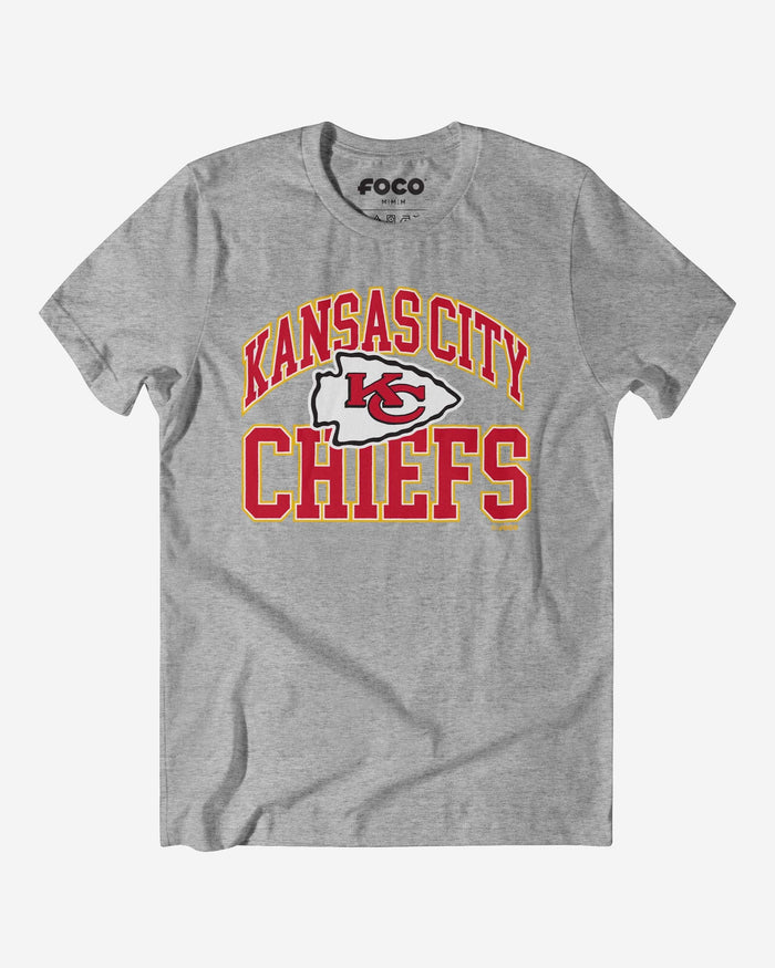 Kansas City Chiefs Arched Wordmark T-Shirt FOCO Athletic Heather S - FOCO.com
