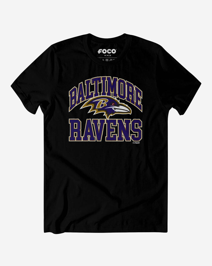 Baltimore Ravens Arched Wordmark T-Shirt FOCO Black S - FOCO.com
