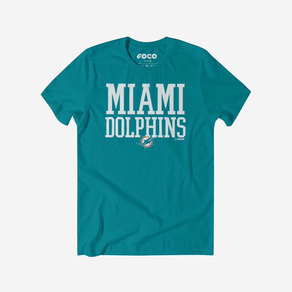 Miami Dolphins Bold Wordmark T-Shirt FOCO Team Aqua S - FOCO.com