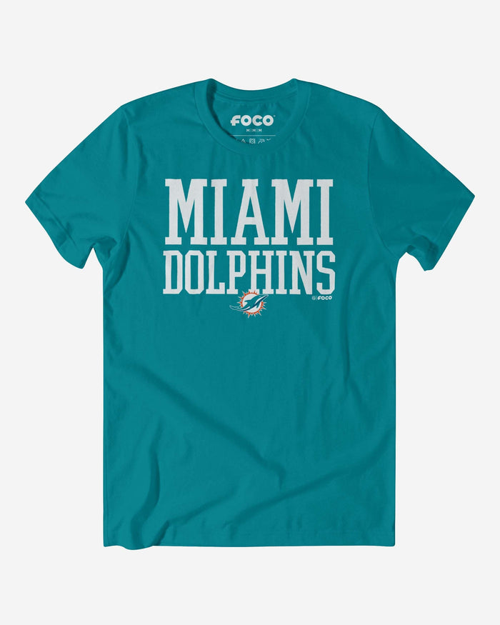 Miami Dolphins Bold Wordmark T-Shirt FOCO Team Aqua S - FOCO.com