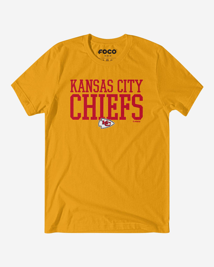 Kansas City Chiefs Bold Wordmark T-Shirt FOCO Gold S - FOCO.com