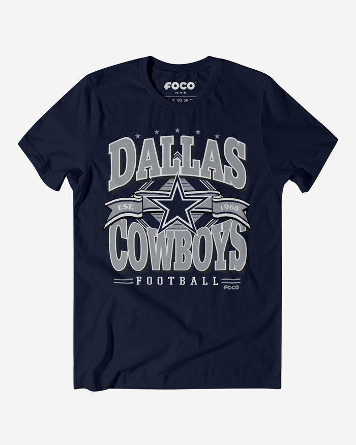 Dallas Cowboys Established Banner T-Shirt FOCO Navy S - FOCO.com