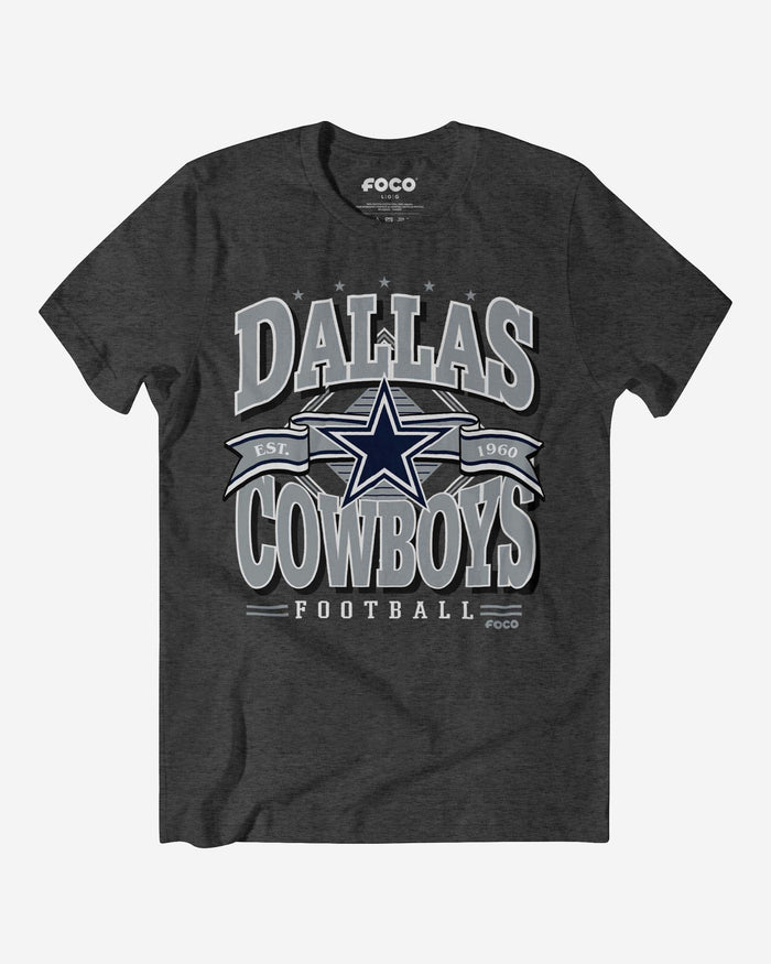 Dallas Cowboys Established Banner T-Shirt FOCO Dark Grey Heather S - FOCO.com